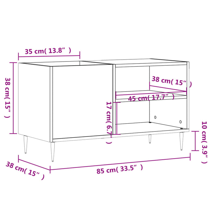 Platenkast 85X38X48 Cm Bewerkt Hout