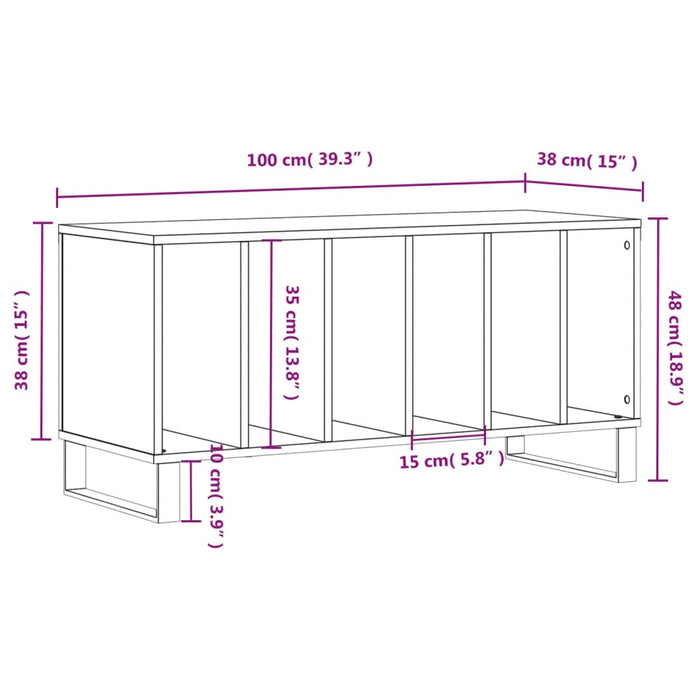 Platenkast 100X38X48 Cm Bewerkt Hout