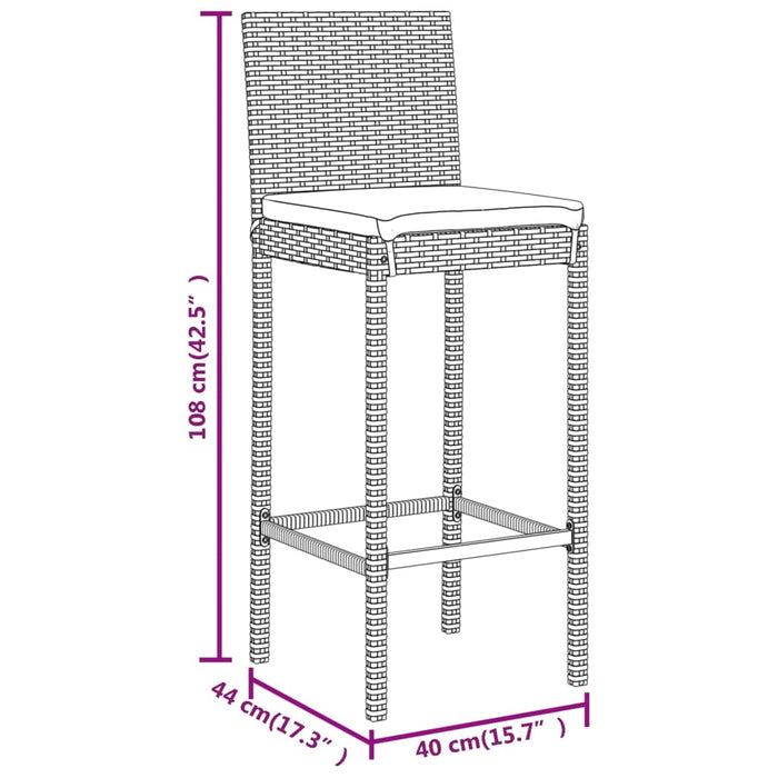 Tuinbarset Met Kussens Poly Rattan