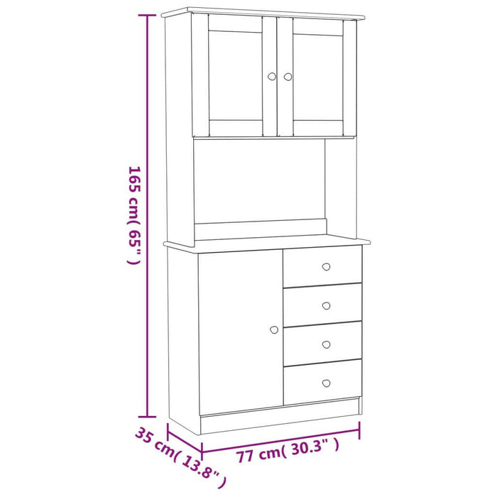 Hoge Kast Alta 77X35X165 Cm Massief Grenenhout