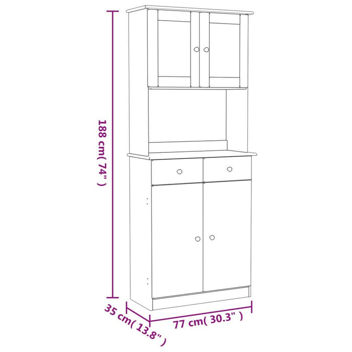 Hoge Kast Alta 77X35X188 Cm Massief Grenenhout Wit