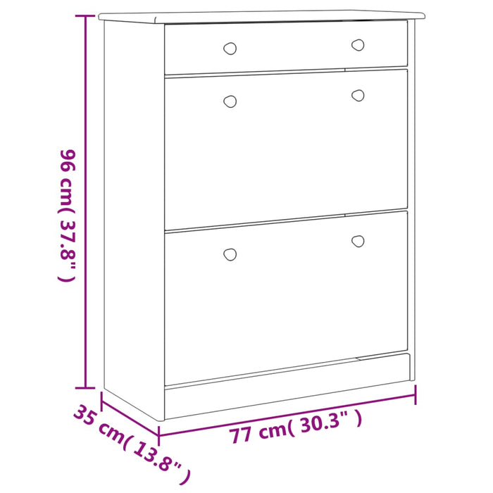 Schoenenkast Alta 77X35X96 Cm Massief Grenenhout