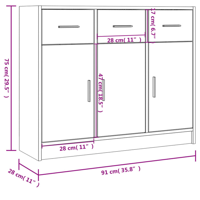 Dressoir 91X28X75 Cm Bewerkt Hout