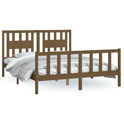 Bedframe Met Hoofdbord Massief Hout