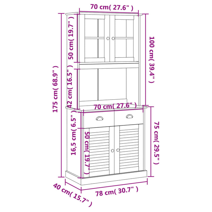 Hoge Kast Vigo 78X40X175 Cm Massief Grenenhout