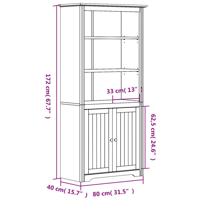 Boekenkast Bodo 80X40X72 Cm Massief Grenenhout