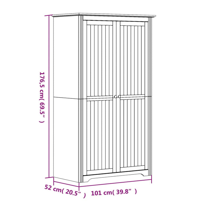 Kledingkast Bodo 101X52X176,5 Cm Massief Grenenhout Wit