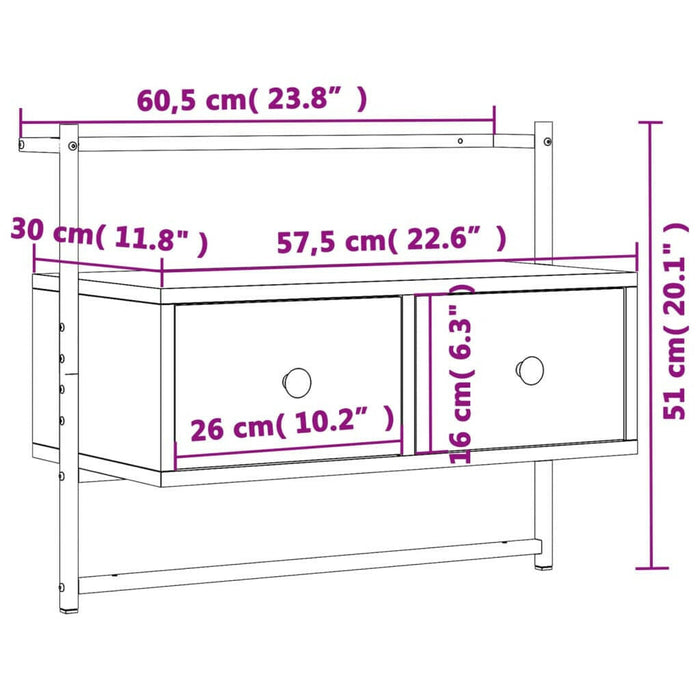 Tv-Meubel Wandgemonteerd 60,5X30X51 Cm Hout Sonoma Eikenkleurig