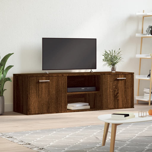 Tv-Meubel 120X34X37 Cm Bewerkt Hout Bruin Eikenkleur