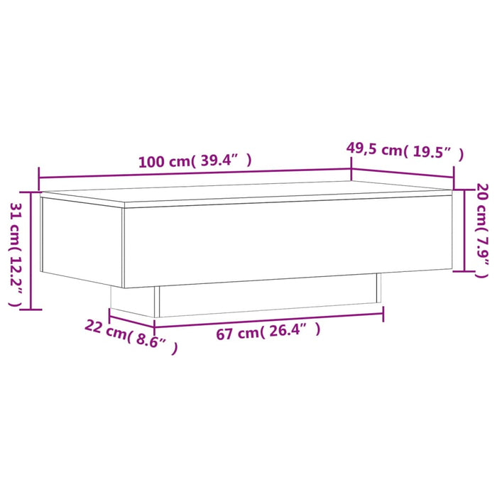 Salontafel 100X49,5X31 Cm Bewerkt Hout Kleurig