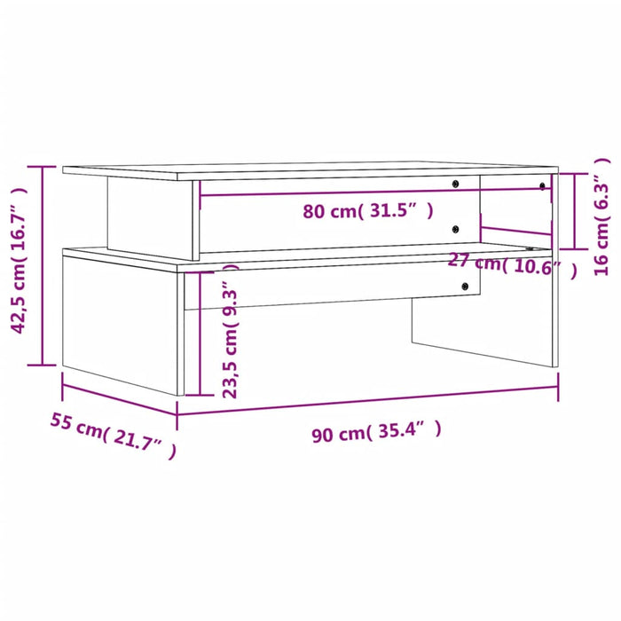 Salontafel 90X55X42,5 Cm Bewerkt Hout