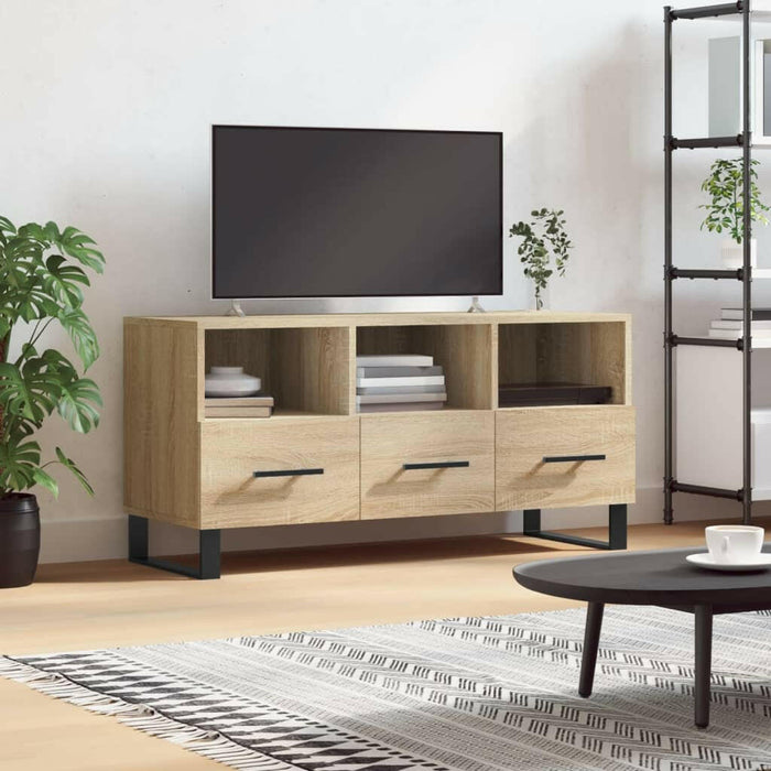 Tv-Meubel 102X36X50 Cm Bewerkt Hout Sonoma Eikenkleurig