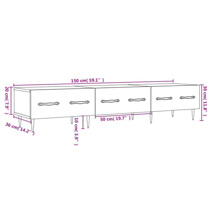 Tv-Meubel 150X36X30 Cm Bewerkt Hout Bruin Eikenkleur