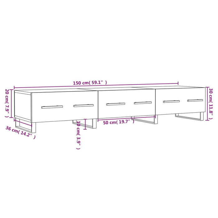 Tv-Meubel 50X36X30 Cm Bewerkt Hout Bruin Eikenkleur