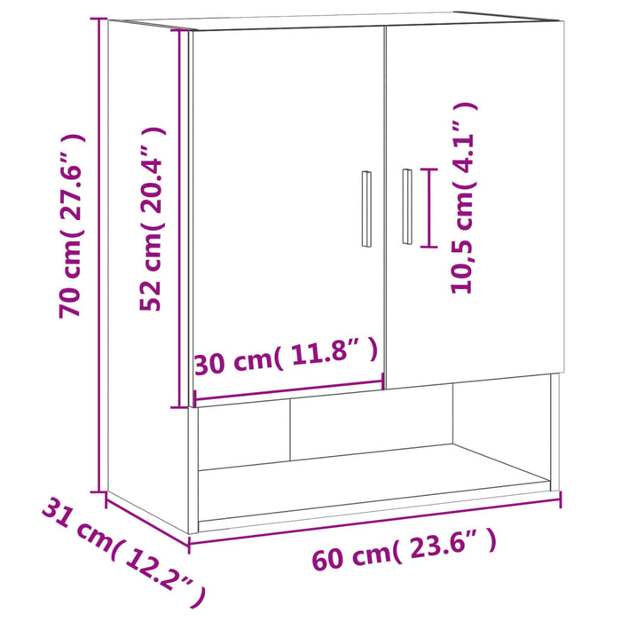 Wandkast 60X31X70 Cm Bewerkt Hout Kleurig