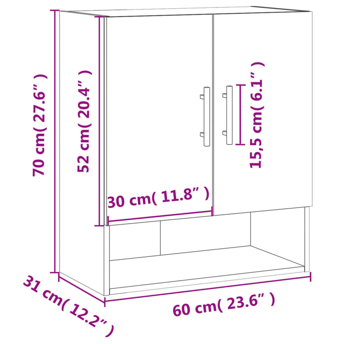 Wandkast 60X31X70 Cm Bewerkt Hout