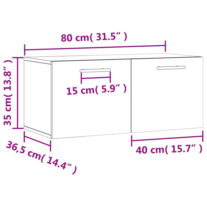 Wandkast 80X36,5X35 Cm Bewerkt Hout Kleurig Gerookt Eiken