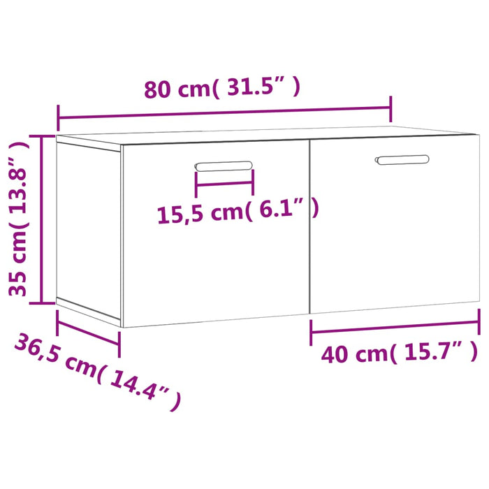 Wandkast 80X36,5X35 Cm Bewerkt Hout Hoogglans Wit