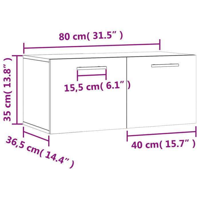 Wandkast 80X36,5X35 Cm Bewerkt Hout Kleurig Gerookt Eiken