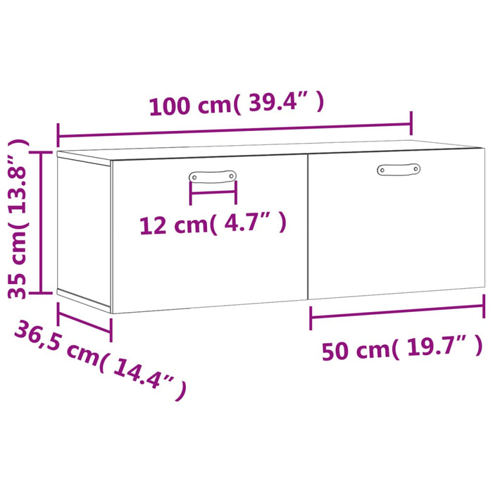 Wandkast 00X36,5X35 Cm Bewerkt Hout Betongrijs