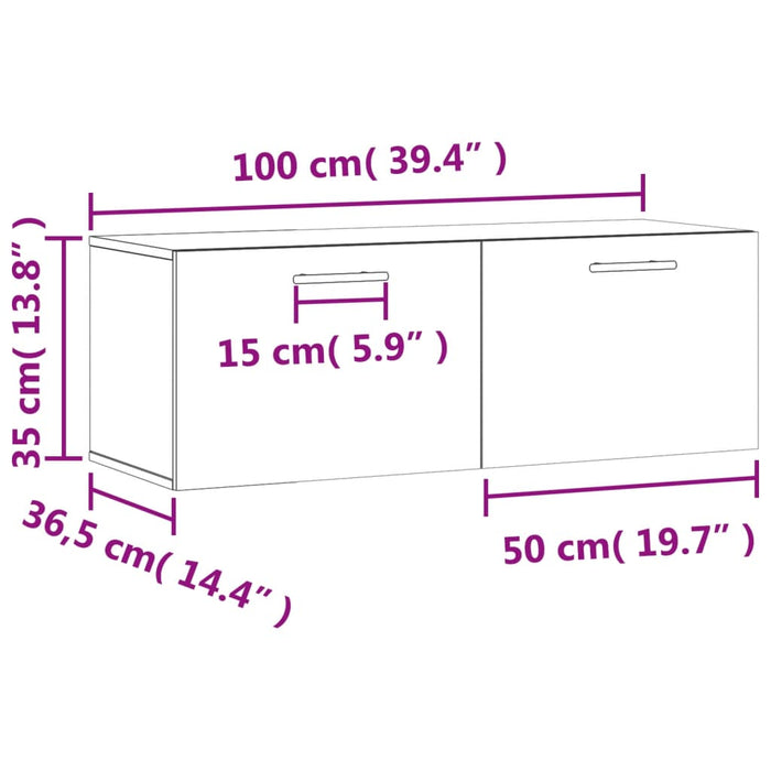 Wandkast 00X36,5X35 Cm Bewerkt Hout Hoogglans Wit