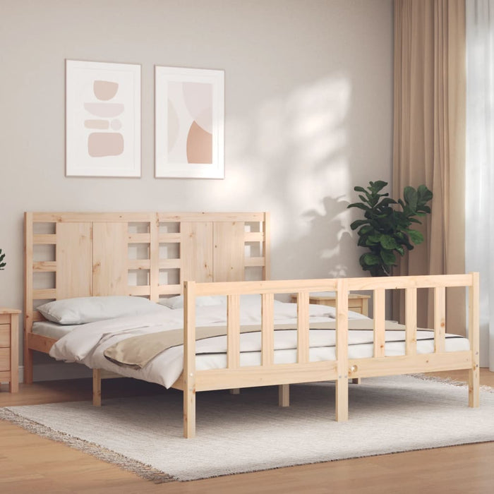 Bedframe Met Hoofdbord Massief Hout