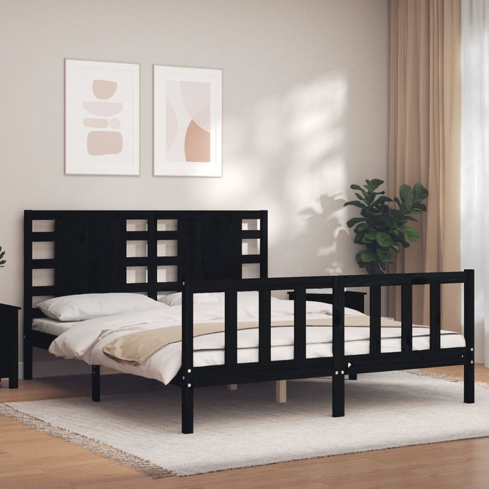 Bedframe Met Hoofdbord Massief Hout