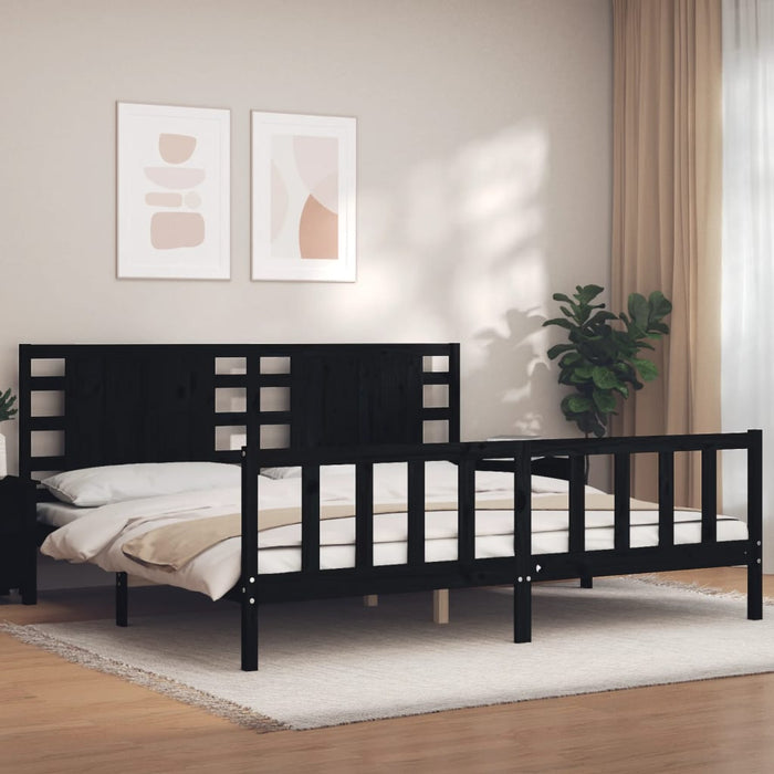 Bedframe Met Hoofdbord Massief Hout