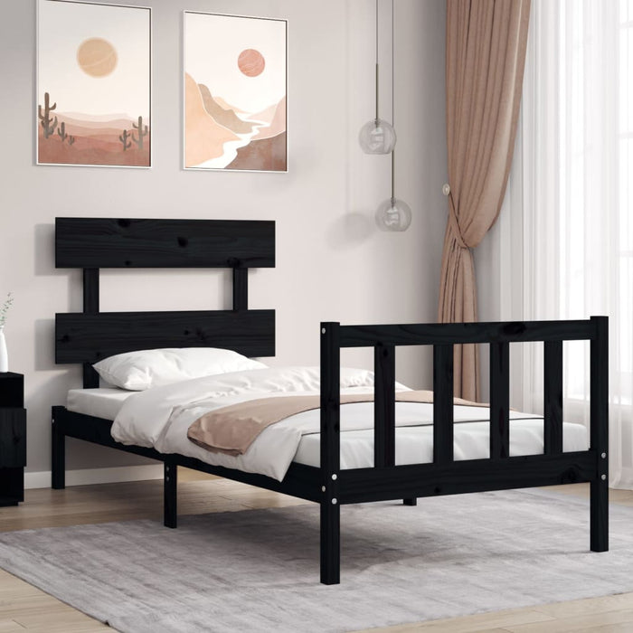 Bedframe Met Hoofdbord Massief Hout