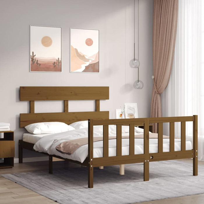 Bedframe Met Hoofdbord Massief Hout