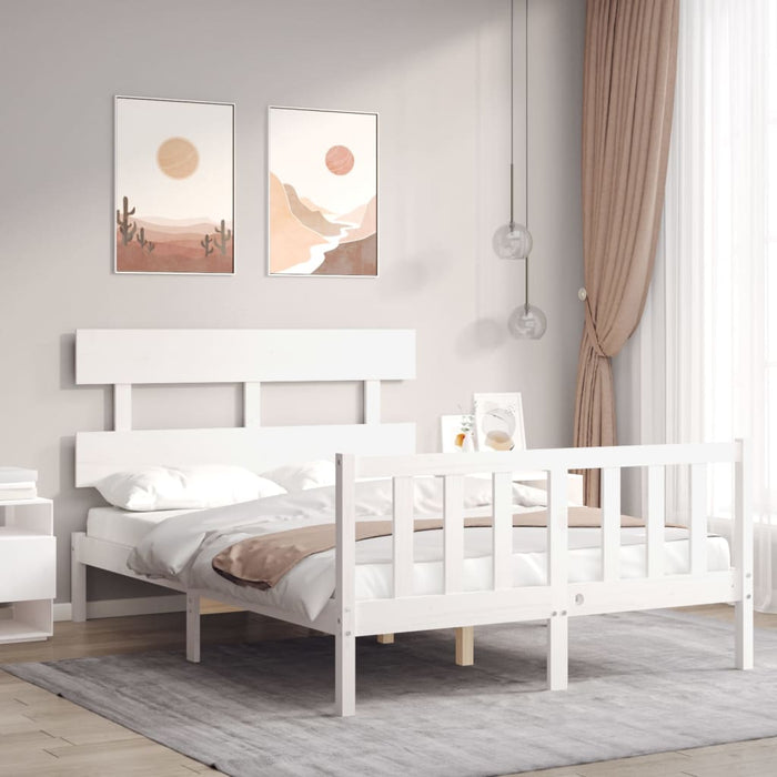 Bedframe Met Hoofdbord Massief Hout