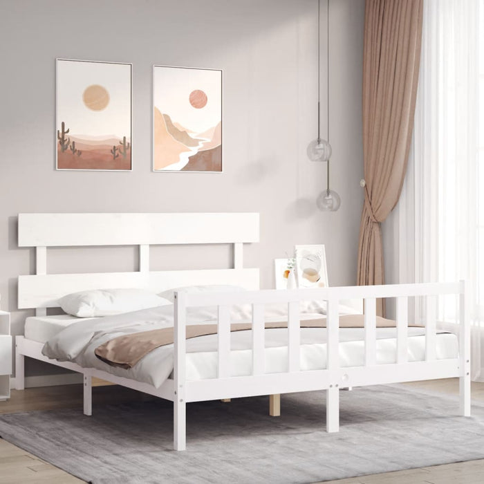 Bedframe Met Hoofdbord Massief Hout