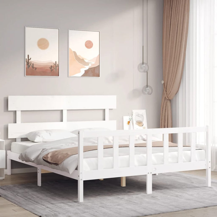 Bedframe Met Hoofdbord Massief Hout