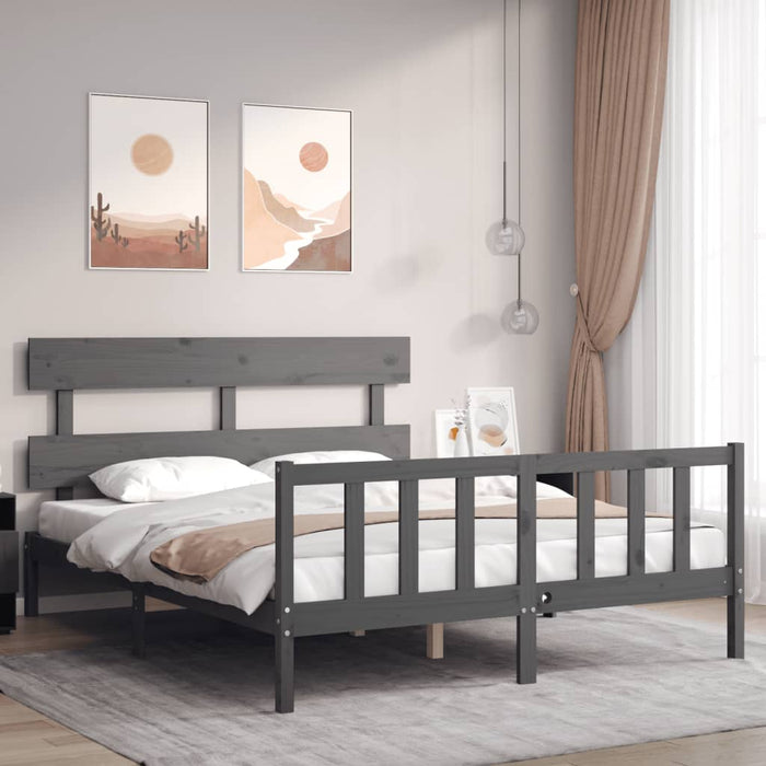 Bedframe Met Hoofdbord Massief Hout