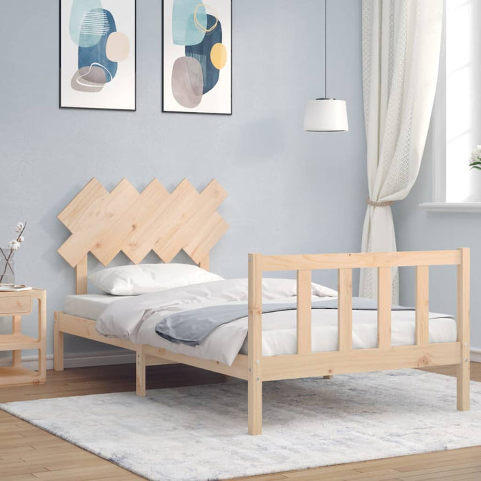 Bedframe Met Hoofdbord Massief Hout