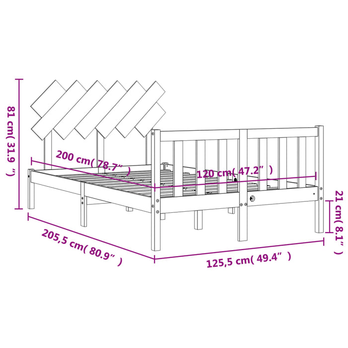 Bedframe Met Hoofdbord Massief Hout