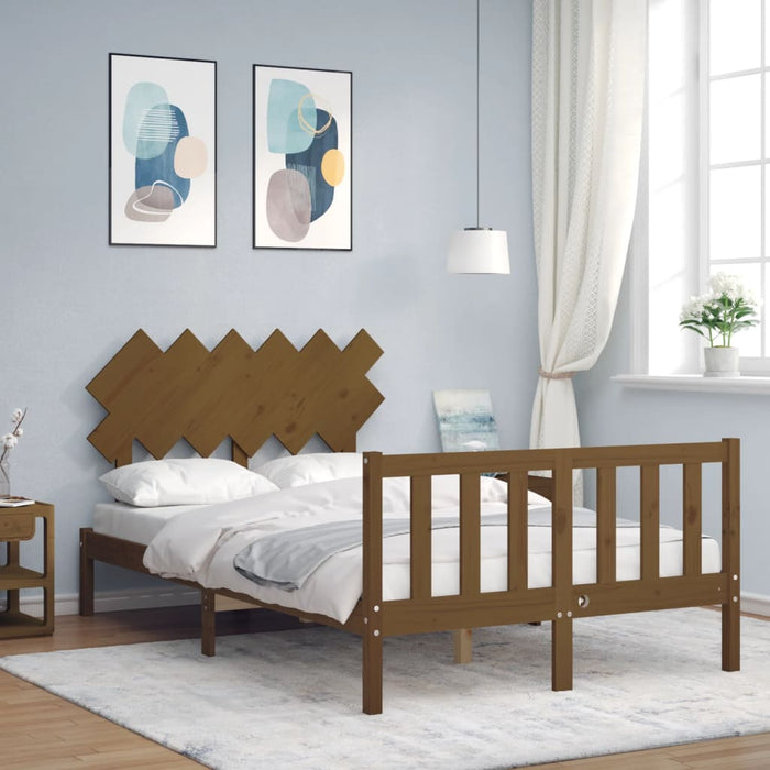 Bedframe Met Hoofdbord Massief Hout