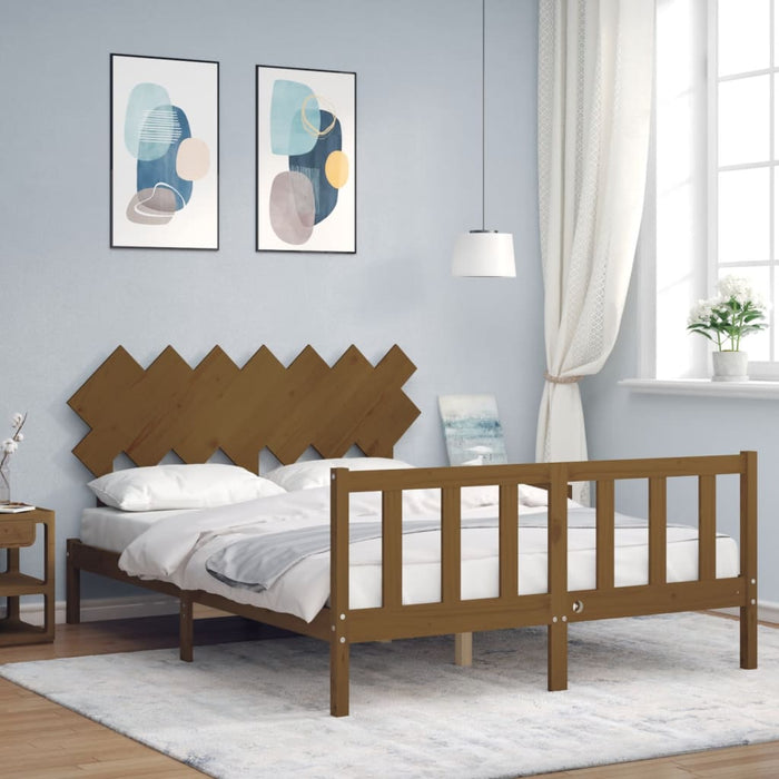 Bedframe Met Hoofdbord Massief Hout