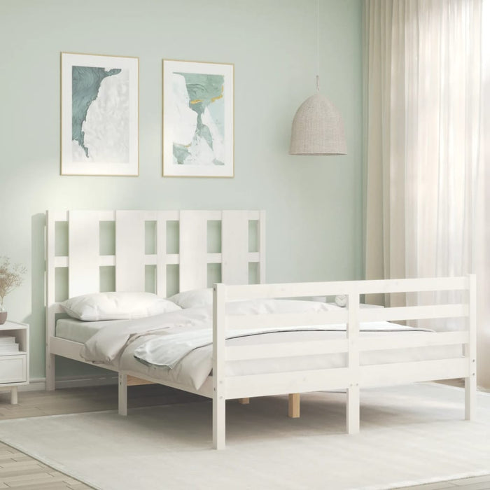 Bedframe Met Hoofdbord Massief Hout