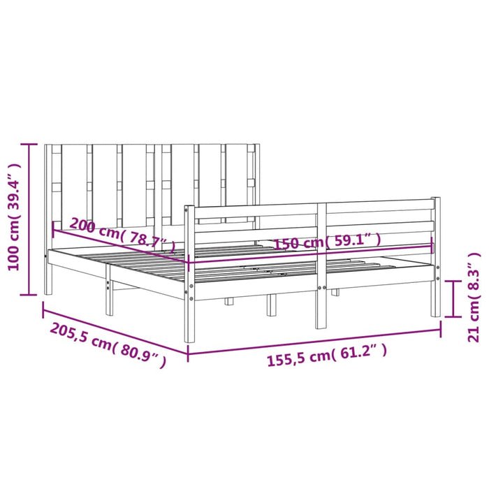 Bedframe Met Hoofdbord Massief Hout