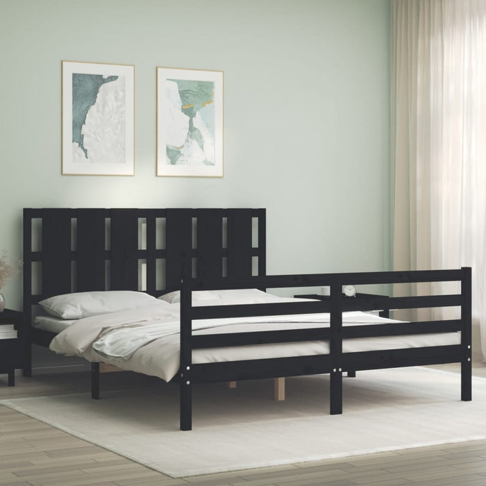 Bedframe Met Hoofdbord Massief Hout