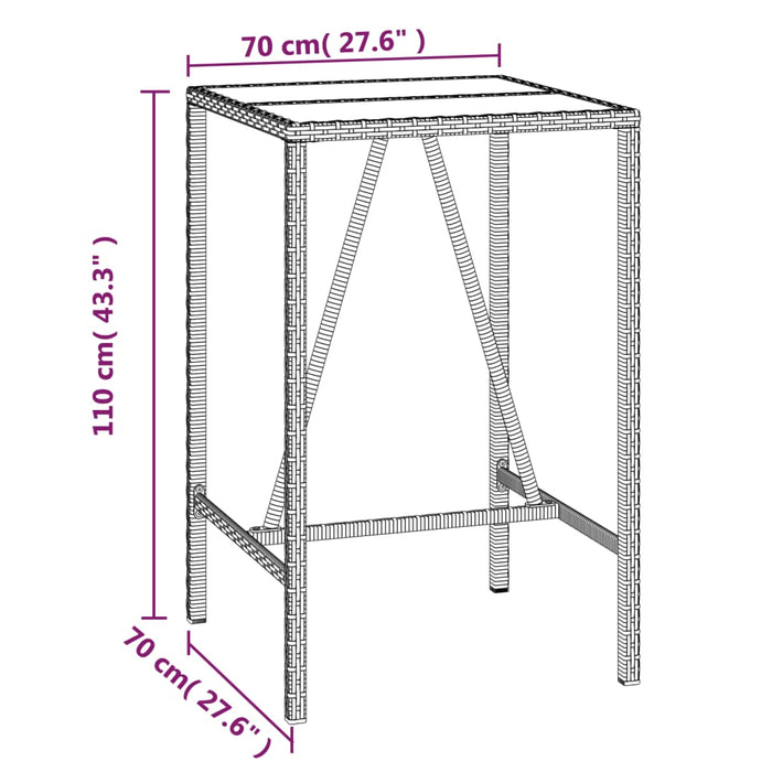 Tuinbarset Met Kussens Poly Rattan Zwart