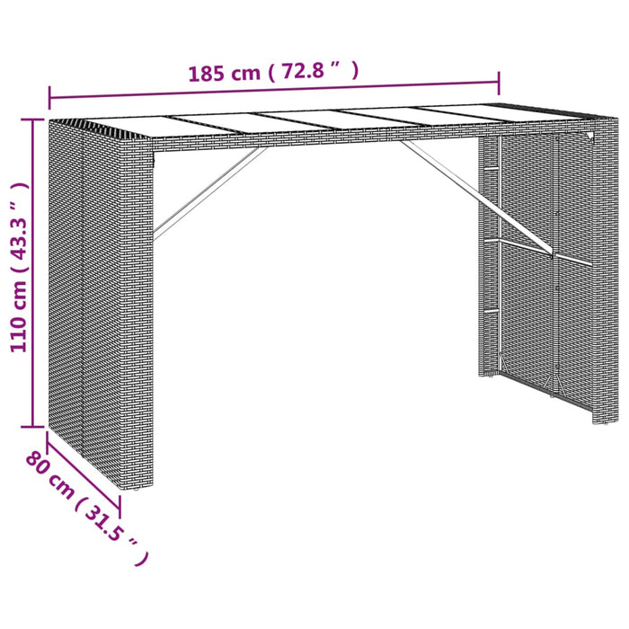 Tuinbarset Met Kussens Poly Rattan