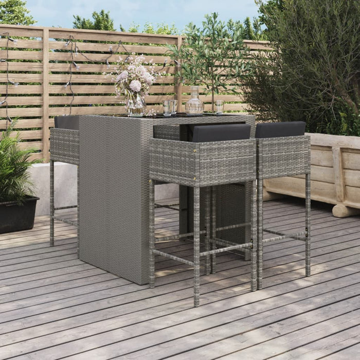 Tuinbarset Met Kussens Poly Rattan