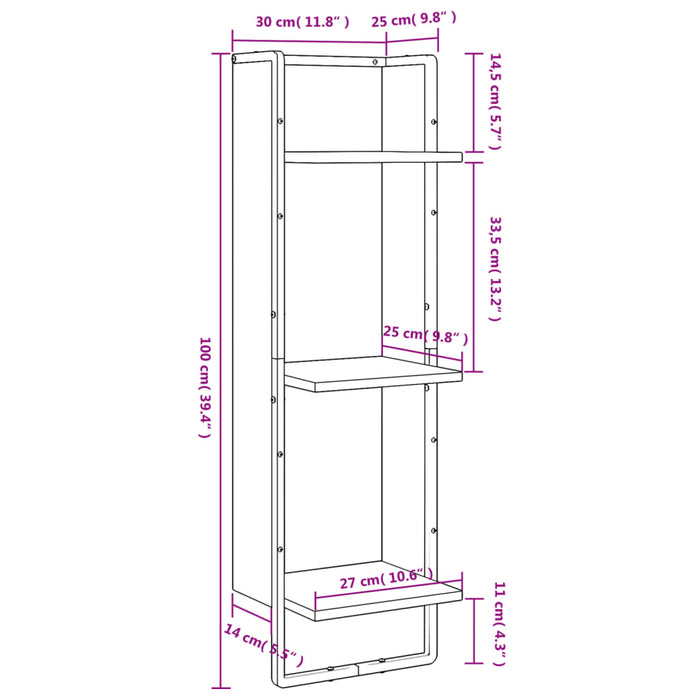 Wandrek 3-Laags Bewerkt Hout