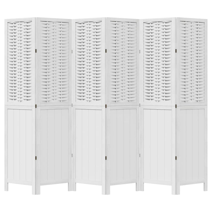 Kamerscherm Met 6 Panelen Massief Paulowniahout Wit