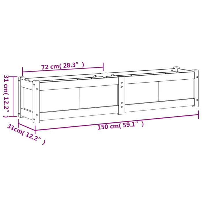 Plantenbak 150X31X31 Cm Geïmpregneerd Grenenhout