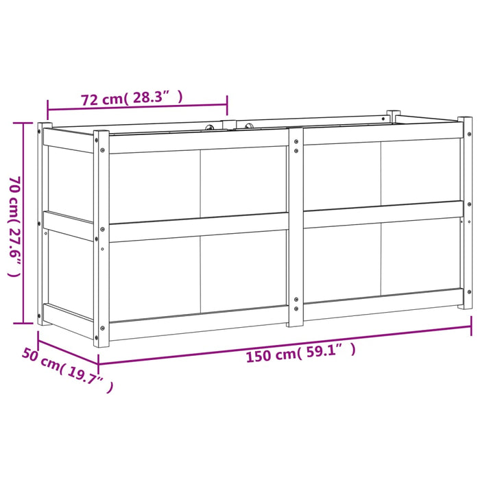 Plantenbak 150X50X70 Cm Massief Grenenhout Waxbruin