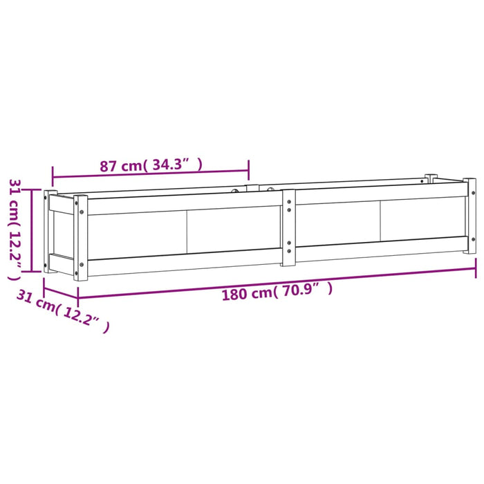 Plantenbak 180X31X31 Cm Massief Grenenhout Waxbruin