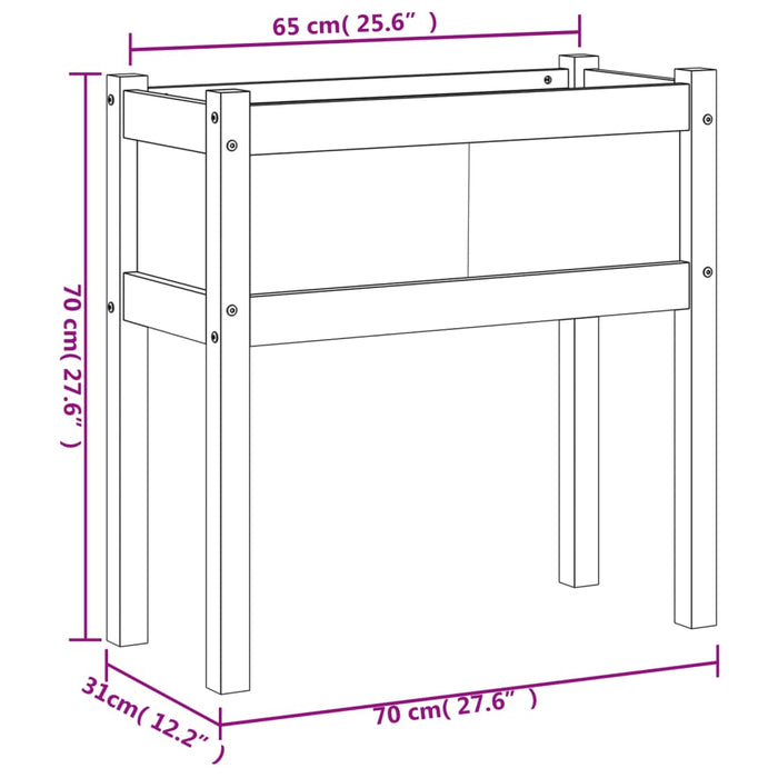 Plantenbak Met Poten 70X3X70 Cm Geïmpregneerd Grenenhout